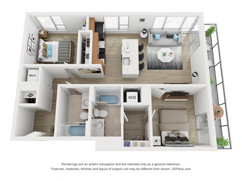 B2 Floor Plan  at South Falls Tower, Virginia, 23224